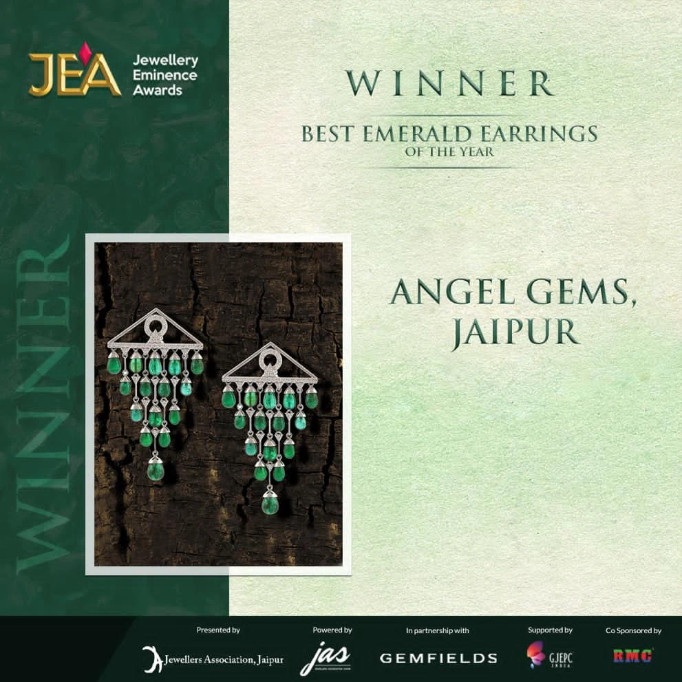 Winner - Best Emerald Earrings of the Year - Angel Gems, Jaipur (JEA Jewellery Eminence Awards)