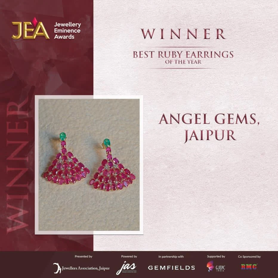 Winner - Best Ruby Earrings of the Year - Angel Gems, Jaipur (JEA Jewellery Eminence Awards)