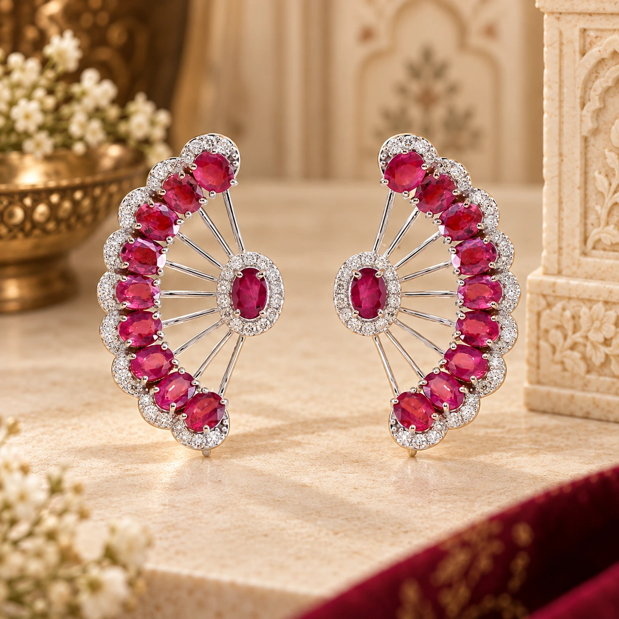 Ruby Sunburst Earrings