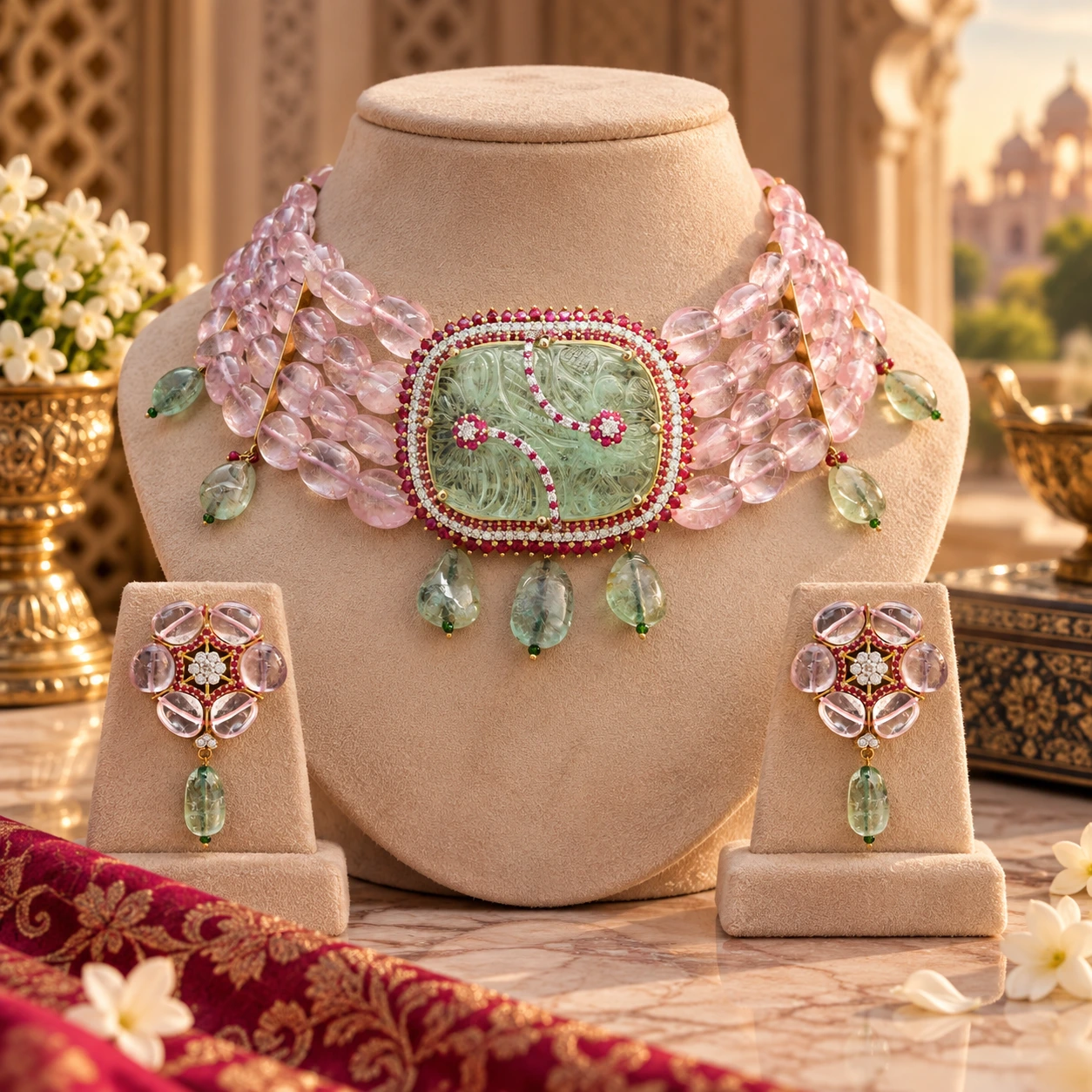 Carved Emerald Necklace
