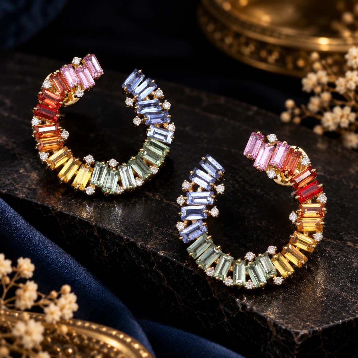 Multicolor Gemstone Hoops