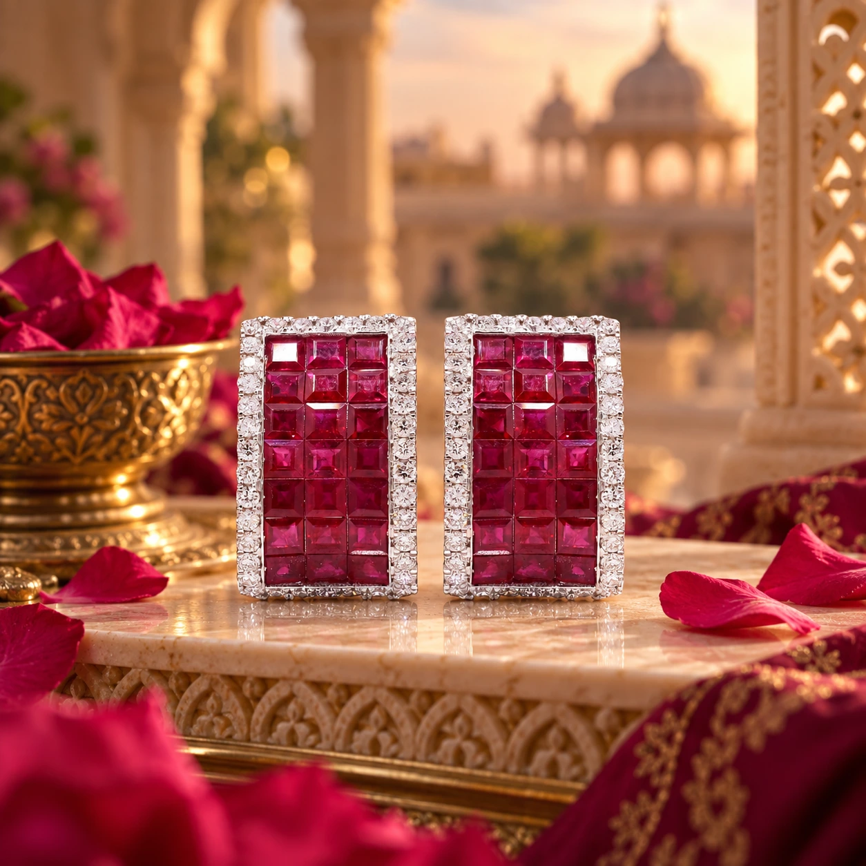 Ruby Baguette Earrings