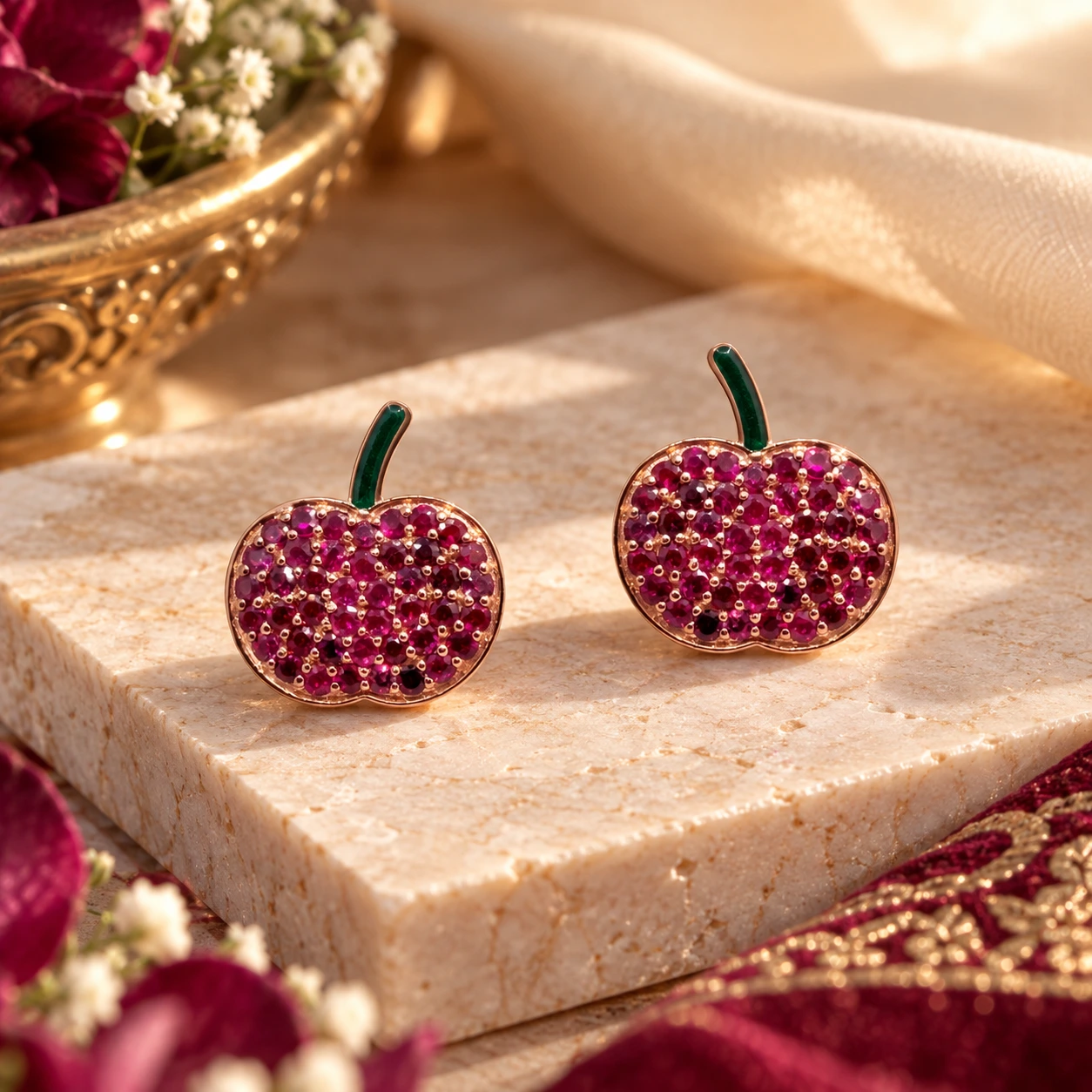 Ruby Apple Studs