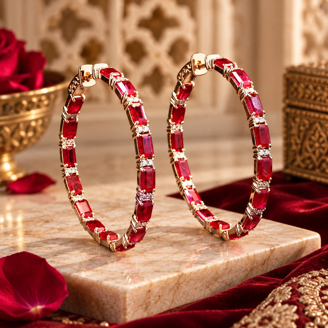 Ruby Gemstone Hoops