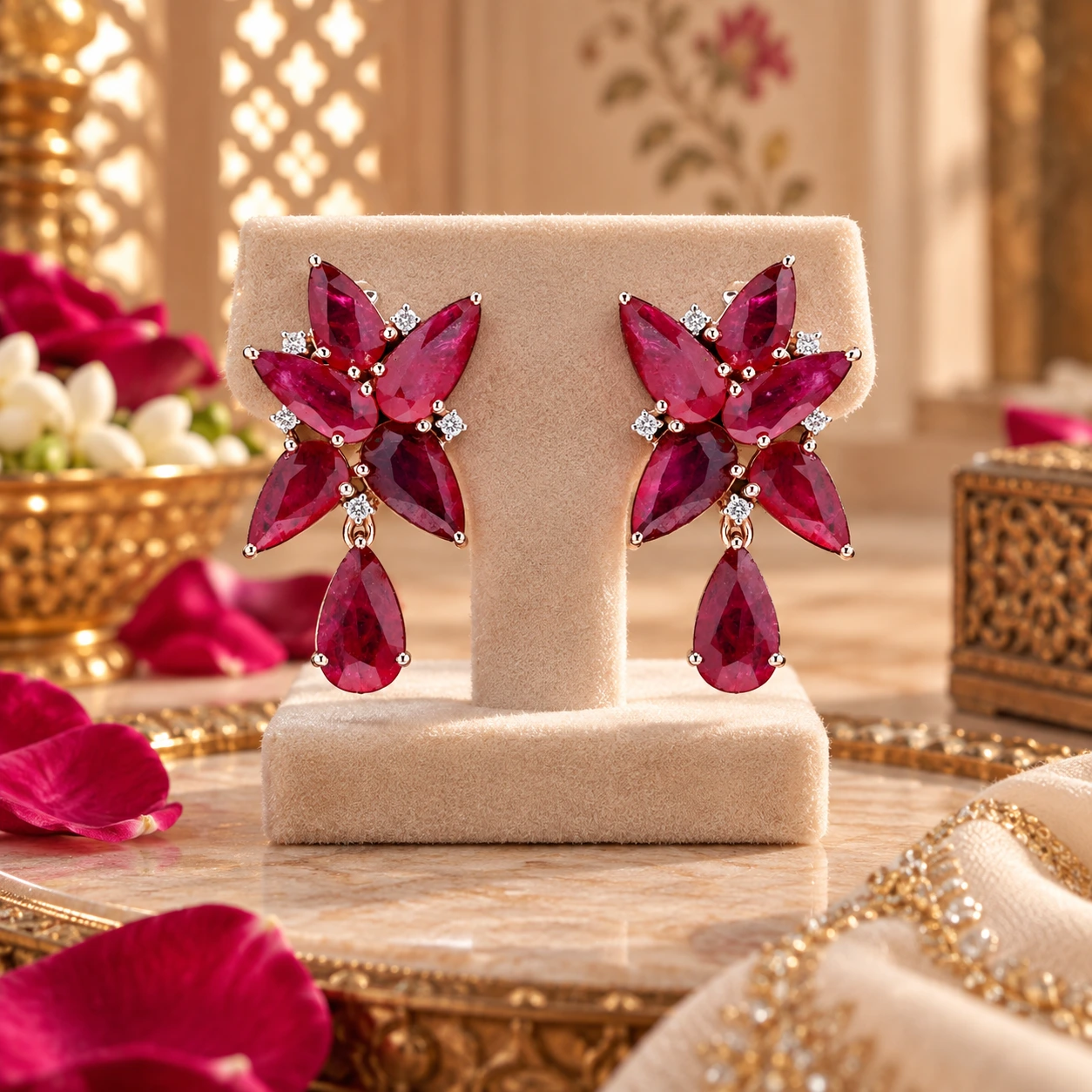 Ruby Floral Earrings